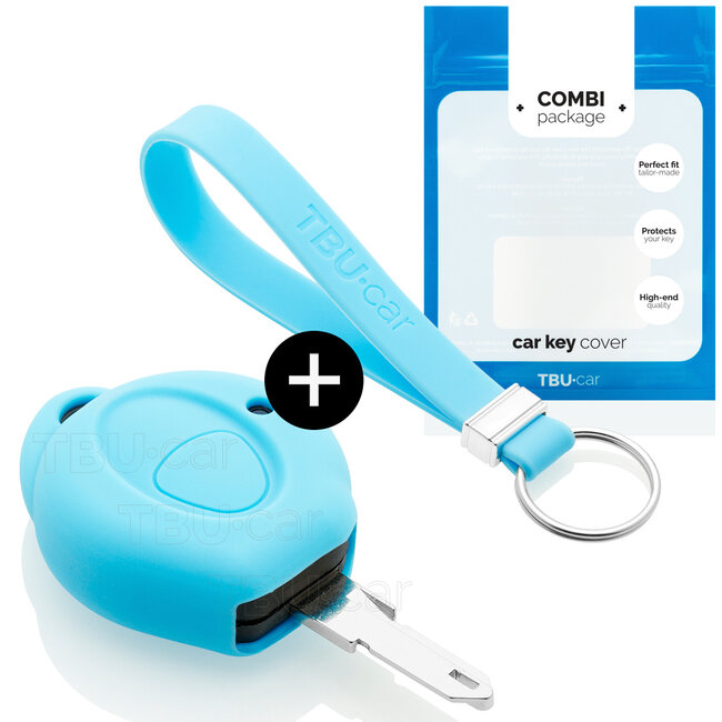 Car key cover compatible with Peugeot - Silicone Protective Remote Key Shell - FOB Case Cover - Light Blue