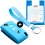 Housse de Protection clé compatible avec Peugeot - Coque Cover Housse étui en Silicone - Bleu clair
