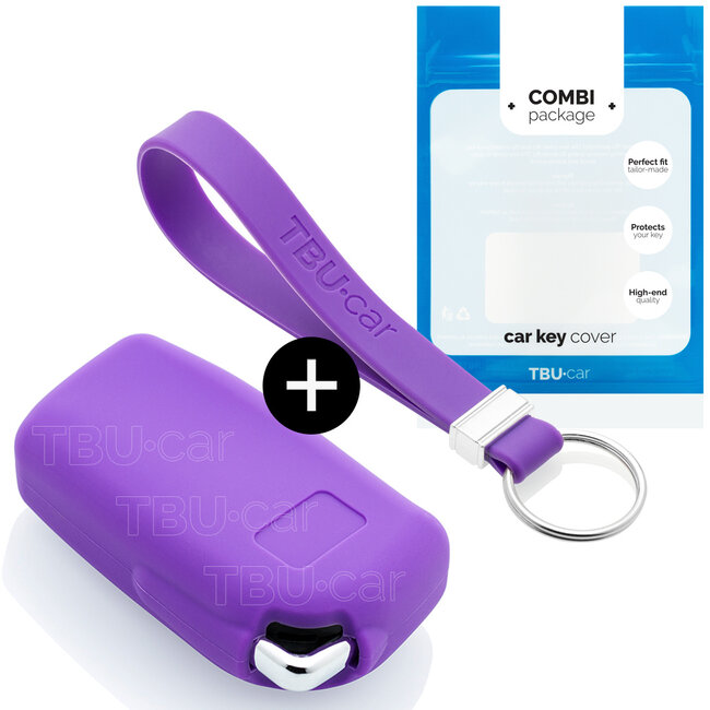 Car key cover compatible with Peugeot - Silicone Protective Remote Key Shell - FOB Case Cover - Purple