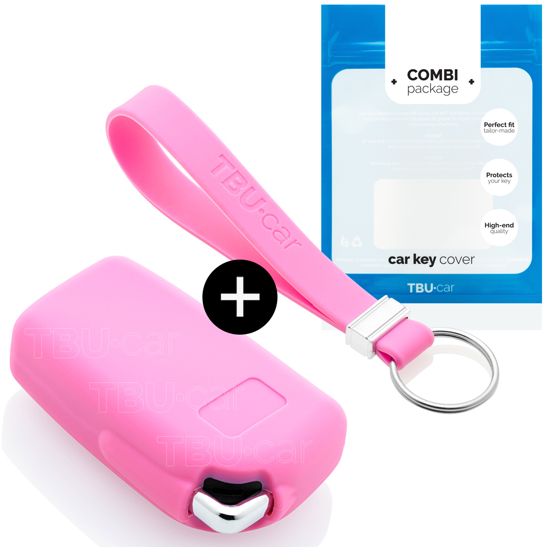 TBU car Peugeot Capa Silicone Chave do carro - Capa protetora - Tampa remota FOB - Rosa