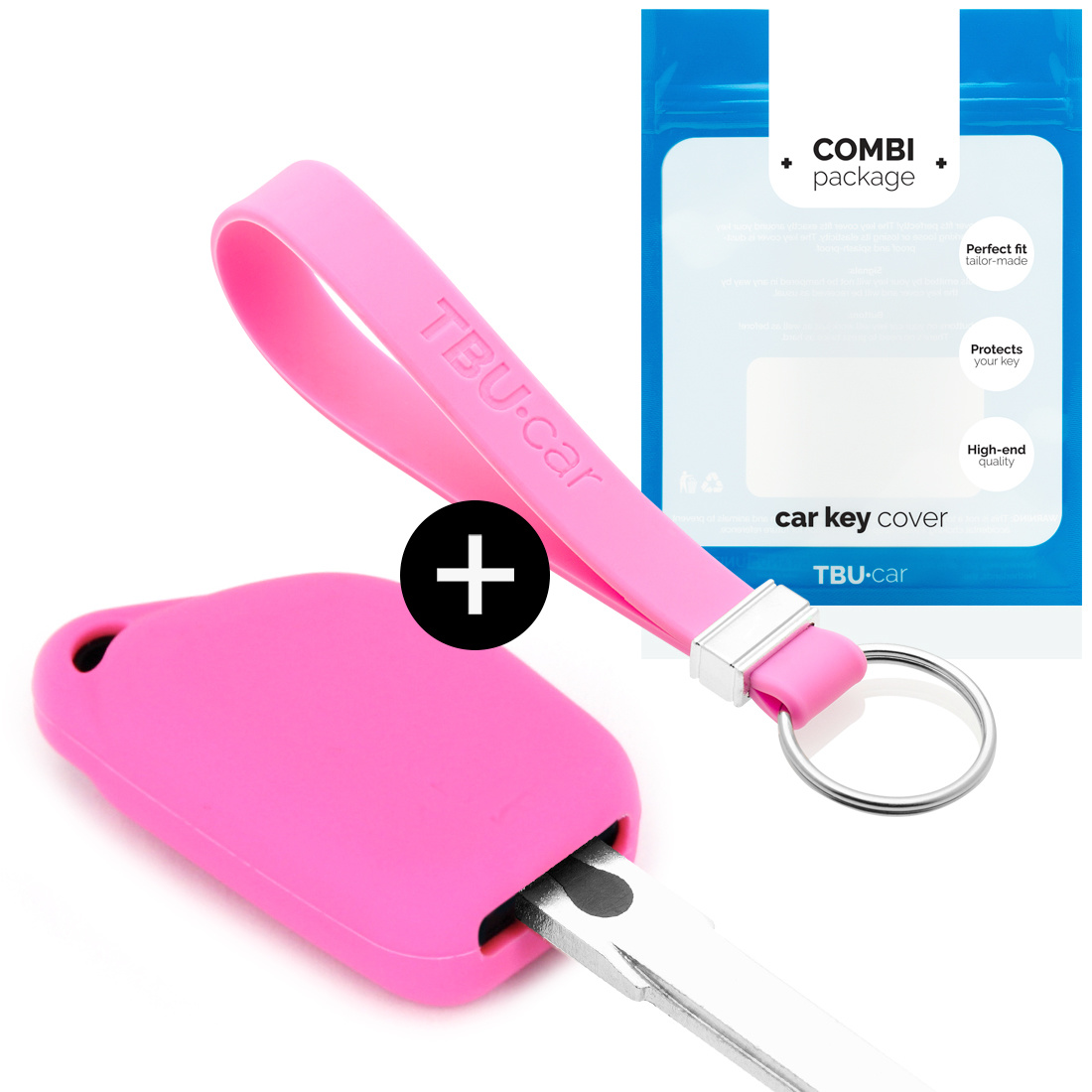 TBU car Peugeot Capa Silicone Chave do carro - Capa protetora - Tampa remota FOB - Rosa