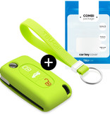 TBU car TBU car Car key cover compatible with Peugeot - Silicone Protective Remote Key Shell - FOB Case Cover - Lime green