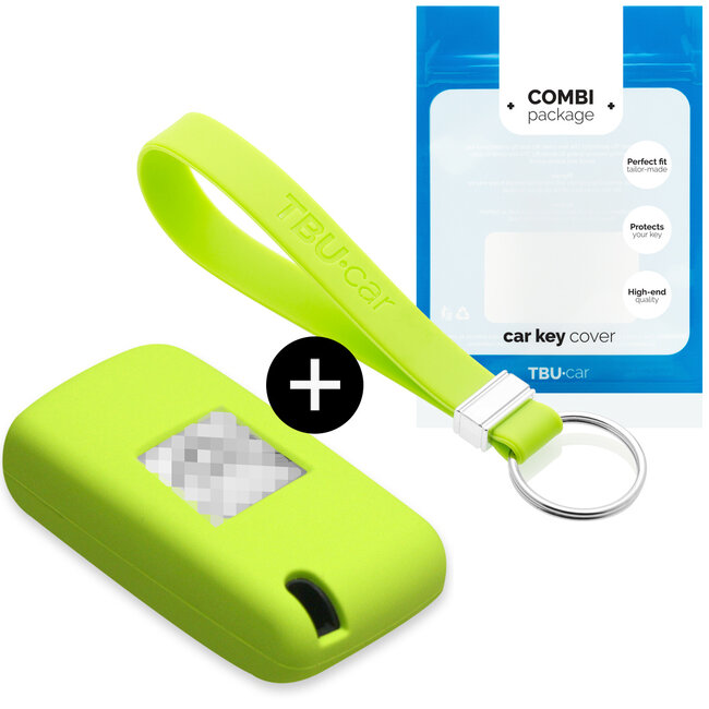 Car key cover compatible with Peugeot - Silicone Protective Remote Key Shell - FOB Case Cover - Lime green