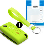 TBU car TBU car Car key cover compatible with Peugeot - Silicone Protective Remote Key Shell - FOB Case Cover - Lime green