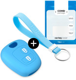 TBU car TBU car Car key cover compatible with Peugeot - Silicone Protective Remote Key Shell - FOB Case Cover - Light Blue