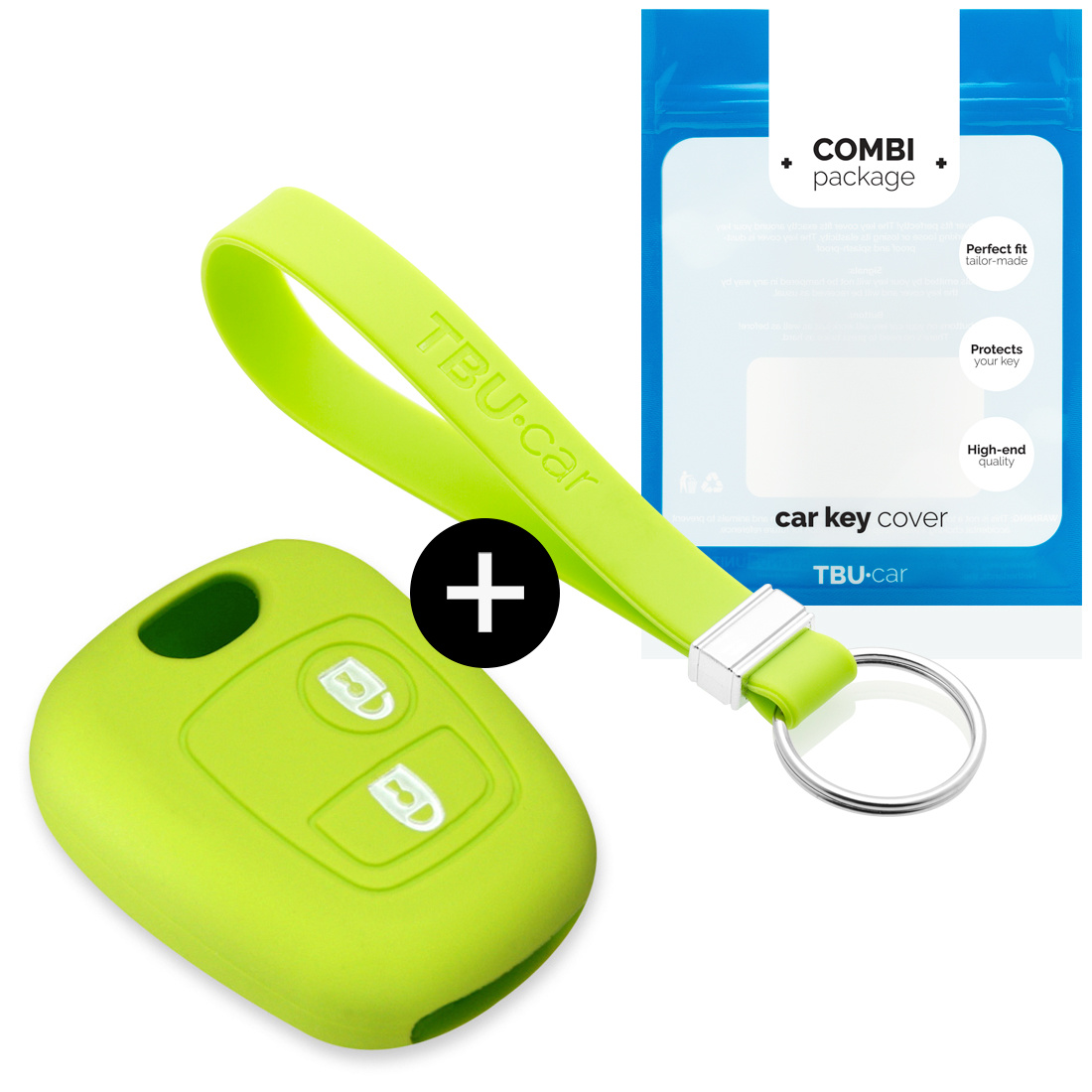 TBU car TBU car Car key cover compatible with Peugeot - Silicone Protective Remote Key Shell - FOB Case Cover - Lime green
