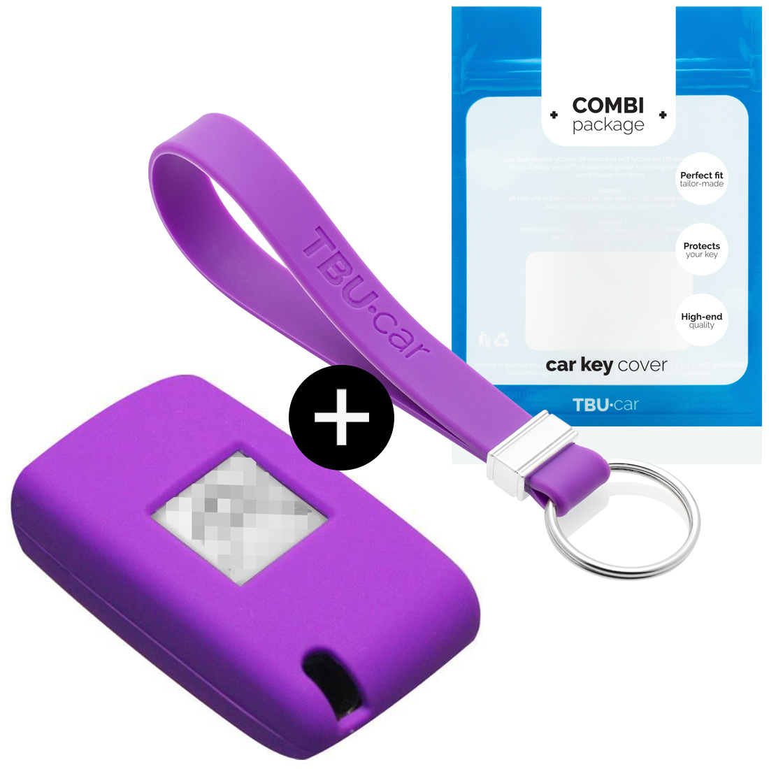 TBU car Peugeot Capa Silicone Chave do carro - Capa protetora - Tampa remota FOB - Roxo