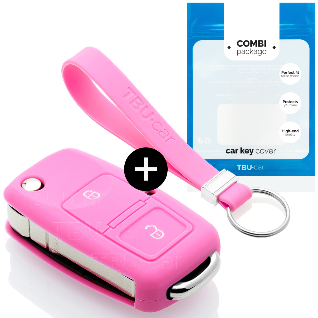 TBU car TBU car Car key cover compatible with Seat - Silicone Protective Remote Key Shell - FOB Case Cover - Pink