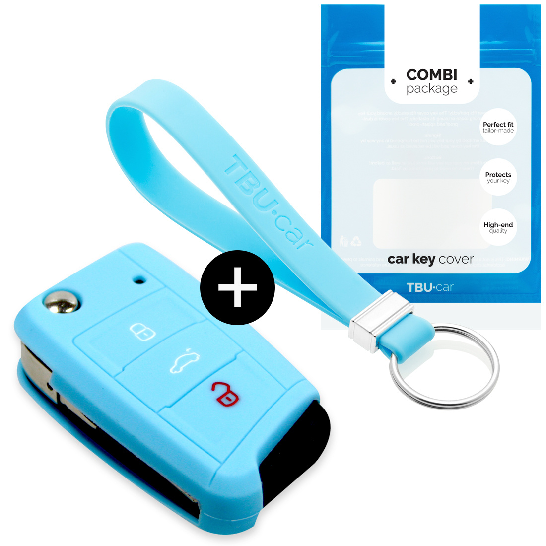 TBU car TBU car Car key cover compatible with Seat - Silicone Protective Remote Key Shell - FOB Case Cover - Light Blue