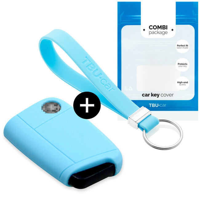 Car key cover compatible with Seat - Silicone Protective Remote Key Shell - FOB Case Cover - Light Blue