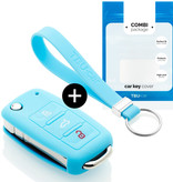 TBU car TBU car Car key cover compatible with Seat - Silicone Protective Remote Key Shell - FOB Case Cover - Light Blue