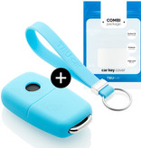 TBU car TBU car Car key cover compatible with Seat - Silicone Protective Remote Key Shell - FOB Case Cover - Light Blue