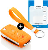 TBU car TBU car Car key cover compatible with Seat - Silicone Protective Remote Key Shell - FOB Case Cover - Orange