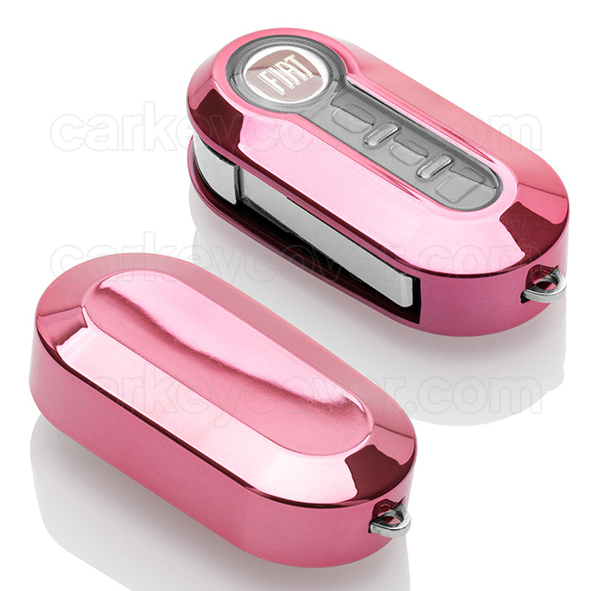 TBU car TBU car Housse de Protection clé compatible avec Fiat - Coque Cover Housse étui en TPU - Rose Chrome