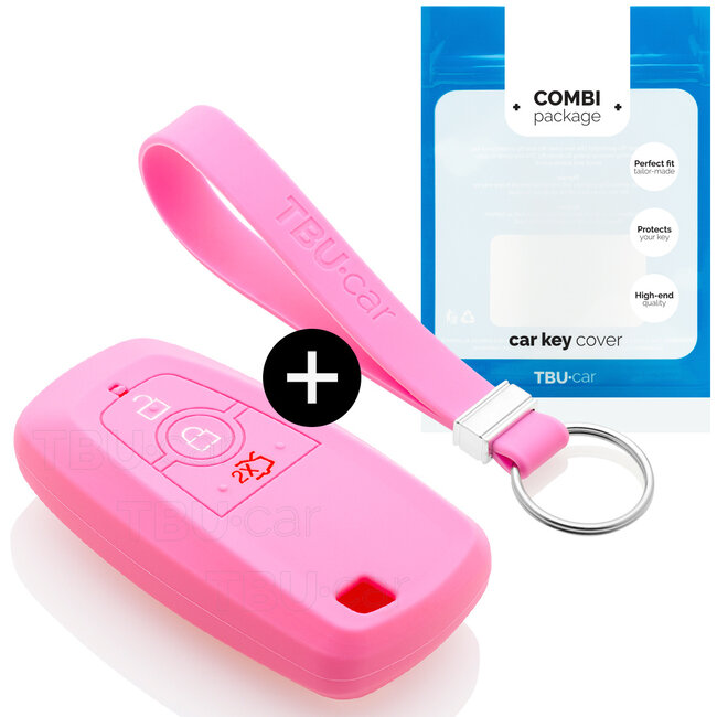 Autoschlüssel Hülle kompatibel mit Ford 3 Tasten (Keyless Entry) - Schutzhülle aus Silikon - Auto Schlüsselhülle Cover in Rosa