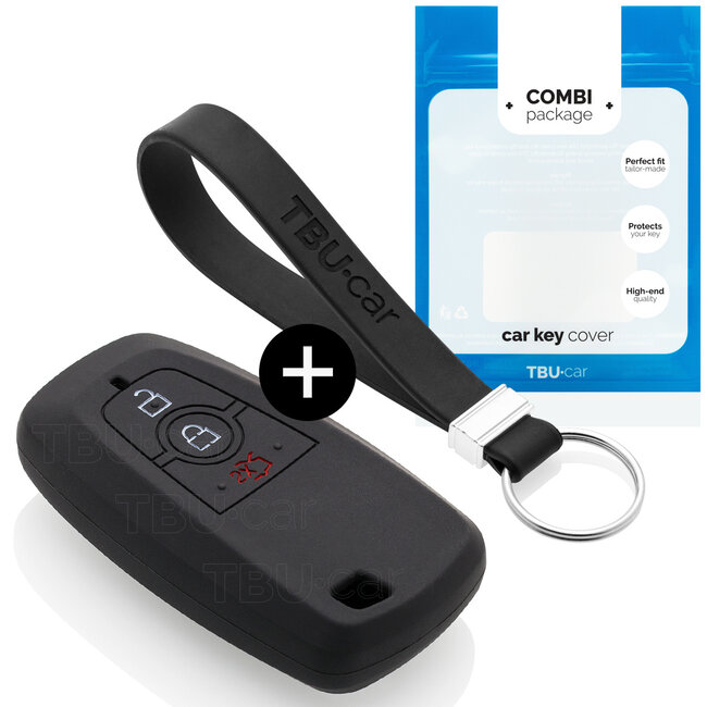 Autoschlüssel Hülle kompatibel mit Ford 3 Tasten (Keyless Entry) - Schutzhülle aus Silikon - Auto Schlüsselhülle Cover in Schwarz