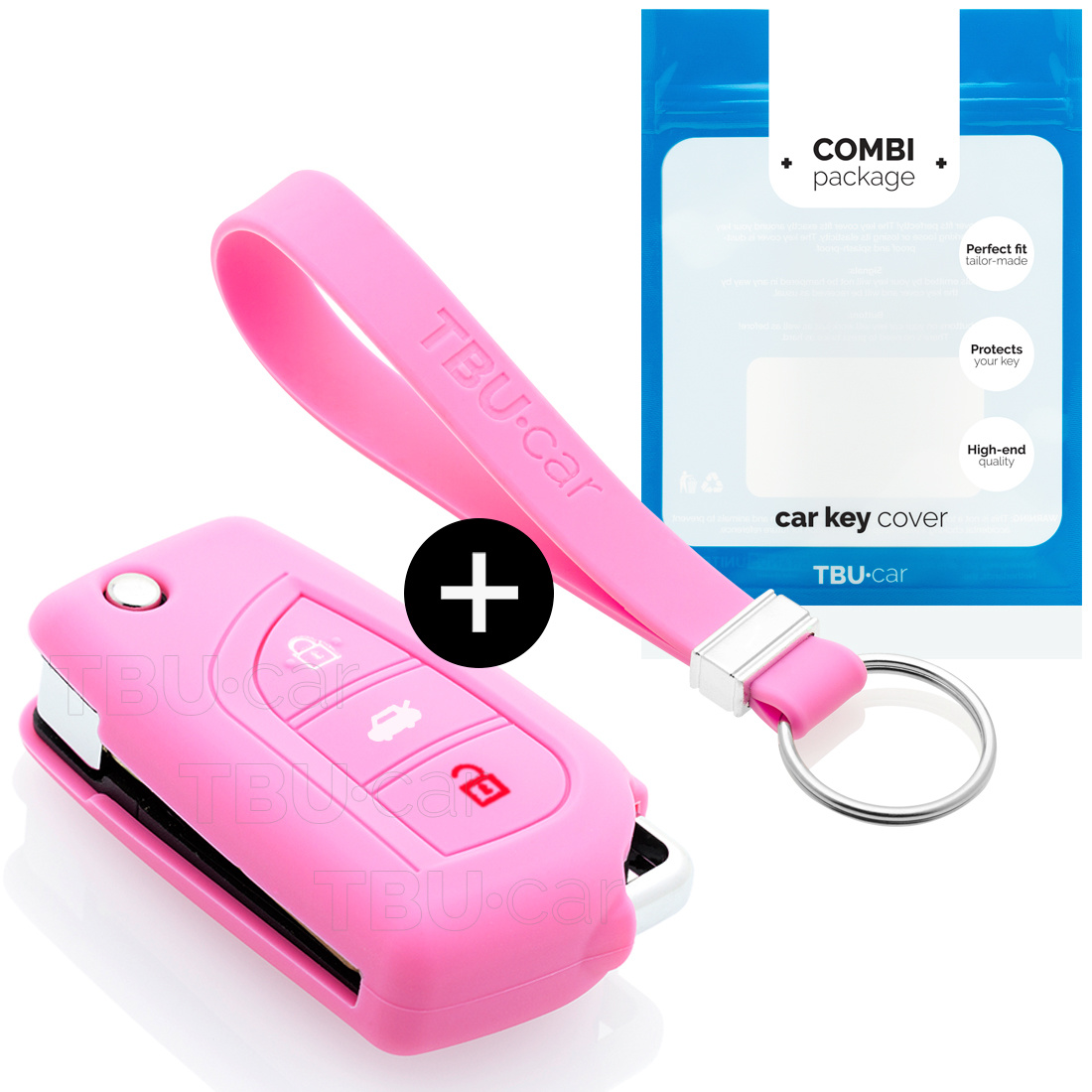 TBU car TBU car Car key cover compatible with Toyota - Silicone Protective Remote Key Shell - FOB Case Cover - Pink