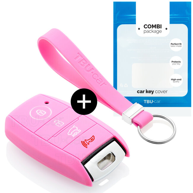 Car key cover compatible with Hyundai - Silicone Protective Remote Key Shell - FOB Case Cover - Pink