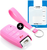 TBU car TBU car Autoschlüssel Hülle kompatibel mit Kia 4 Tasten (Keyless Entry) - Schutzhülle aus Silikon - Auto Schlüsselhülle Cover in Rosa