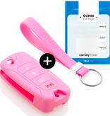 TBU car TBU car Car key cover compatible with Jeep - Silicone Protective Remote Key Shell - FOB Case Cover - Pink