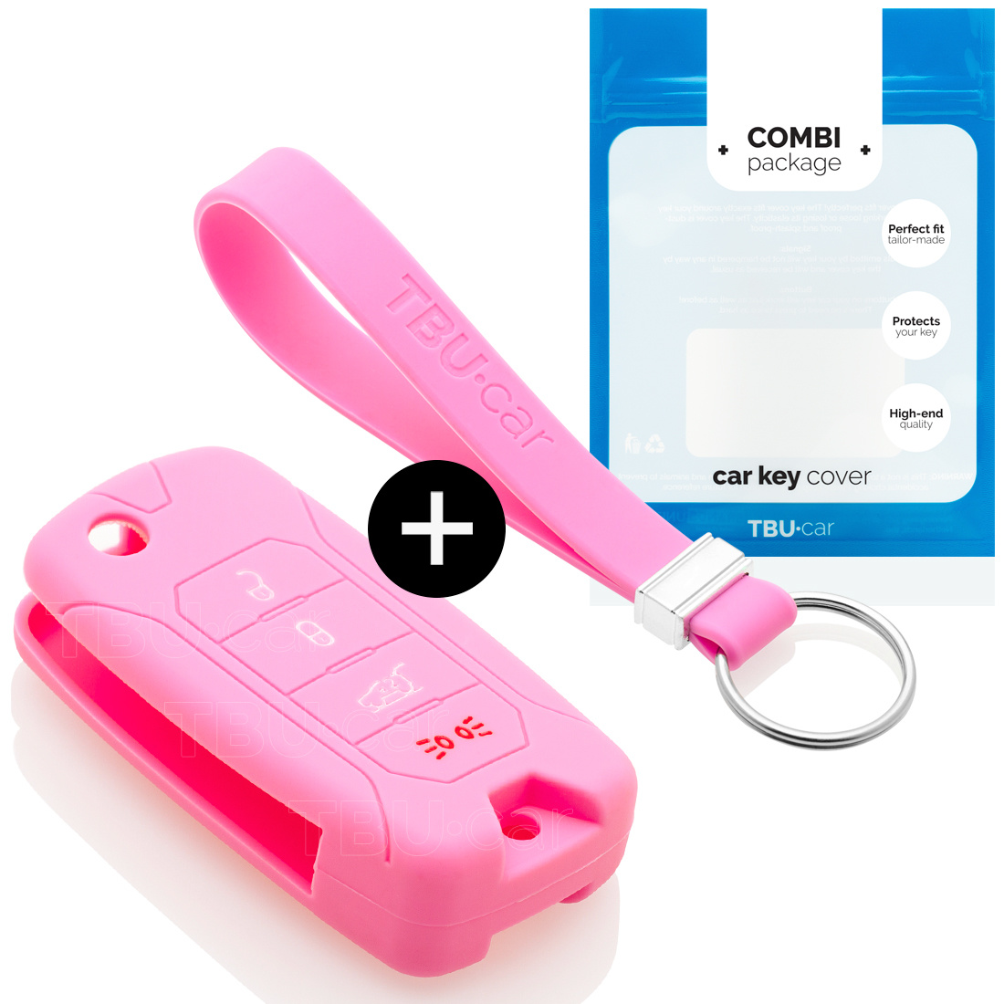 TBU car TBU car Car key cover compatible with Jeep - Silicone Protective Remote Key Shell - FOB Case Cover - Pink