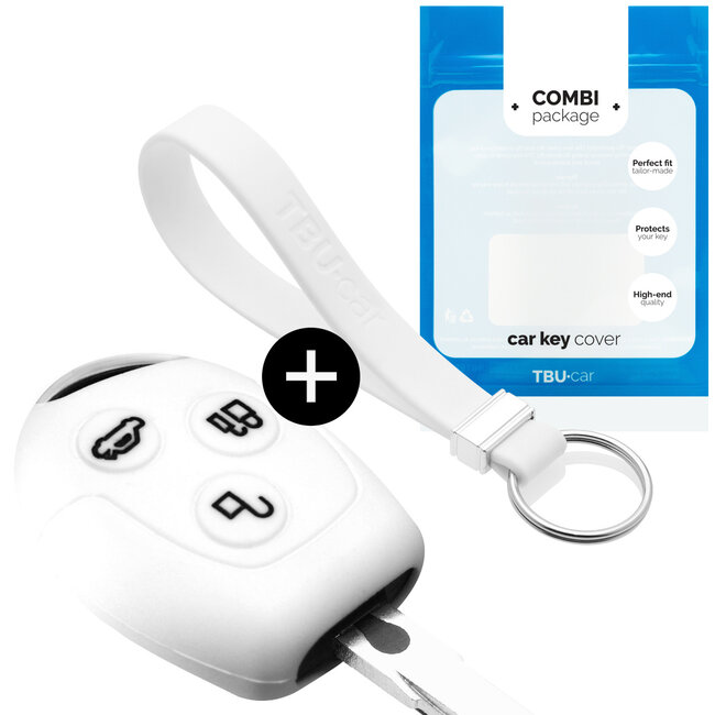 Funda Carcasa llave compatible con Ford - Funda de Silicona - Cover de Llave Coche - Blanco