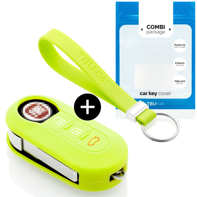 Car key cover compatible with Fiat - Silicone Protective Remote Key Shell - FOB Case Cover - Lime green green