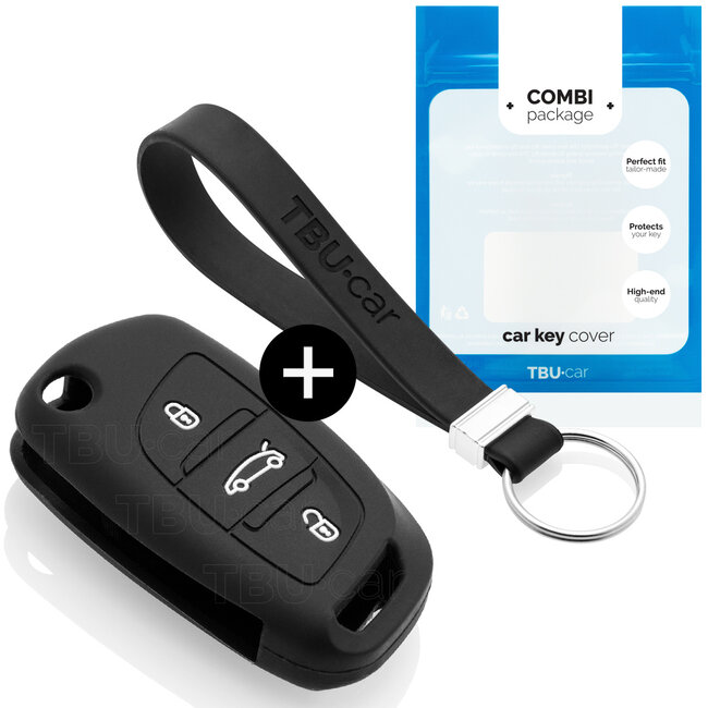 Funda Carcasa llave compatible con Peugeot - Funda de Silicona - Cover de Llave Coche - Negro