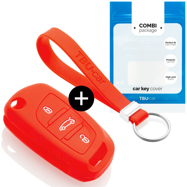 Sleutel cover compatibel met Peugeot - Silicone sleutelhoesje - beschermhoesje autosleutel - Rood