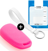 TBU car TBU car Car key cover compatible with Peugeot - Silicone Protective Remote Key Shell - FOB Case Cover - Fluor Pink