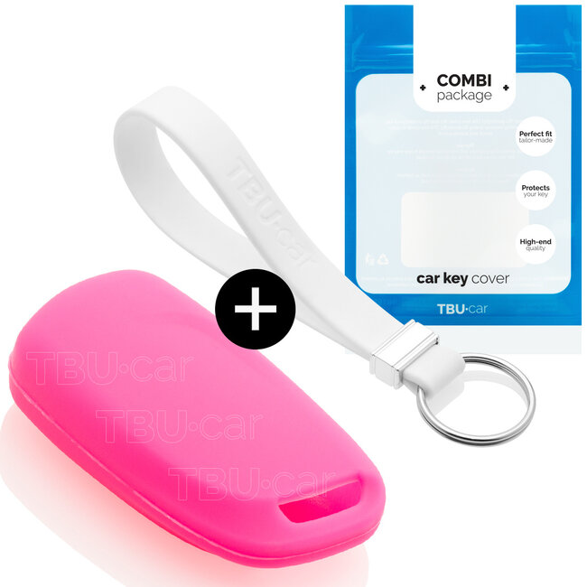 Housse de Protection clé compatible avec Peugeot - Coque Cover Housse étui en Silicone - Fluor Rose