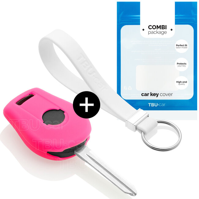 Sleutel cover compatibel met Nissan - Silicone sleutelhoesje - beschermhoesje autosleutel - Fluor Roze