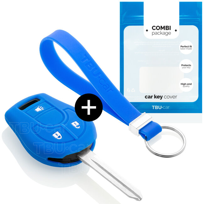 Car key cover compatible with Nissan - Silicone Protective Remote Key Shell - FOB Case Cover - Blue