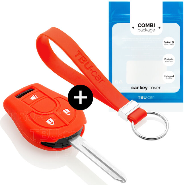 Funda Carcasa llave compatible con Nissan - Funda de Silicona - Cover de Llave Coche - Rojo