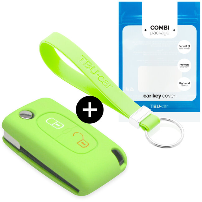 Funda Carcasa llave compatible con Citroën - Funda de Silicona - Cover de Llave Coche - Glow in the Dark