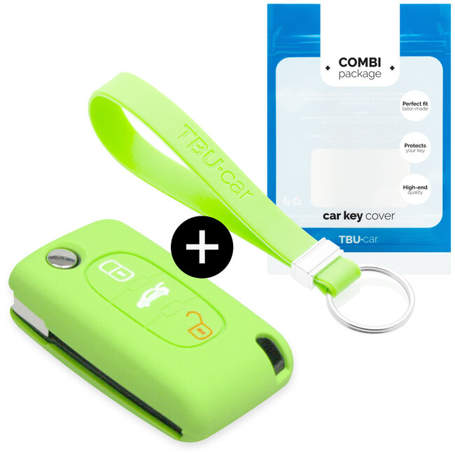 Funda Carcasa llave compatible con Fiat - Funda de Silicona - Cover de Llave Coche - Glow in the Dark