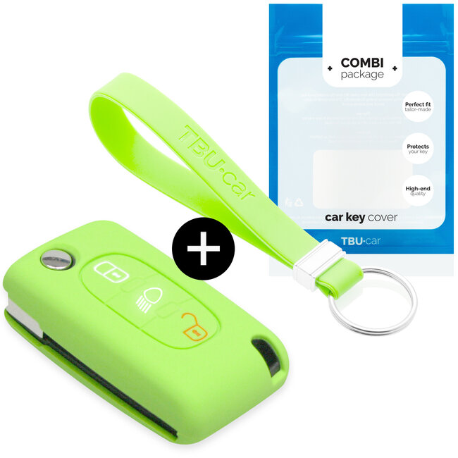 Car key cover compatible with Citroën - Silicone Protective Remote Key Shell - FOB Case Cover - Glow in the Dark