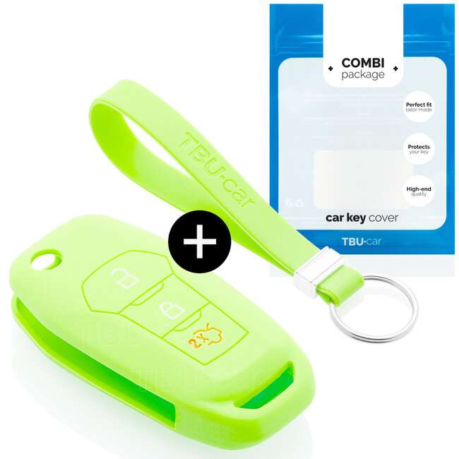 Sleutel cover compatibel met Ford - Silicone sleutelhoesje - beschermhoesje autosleutel - Glow in the Dark