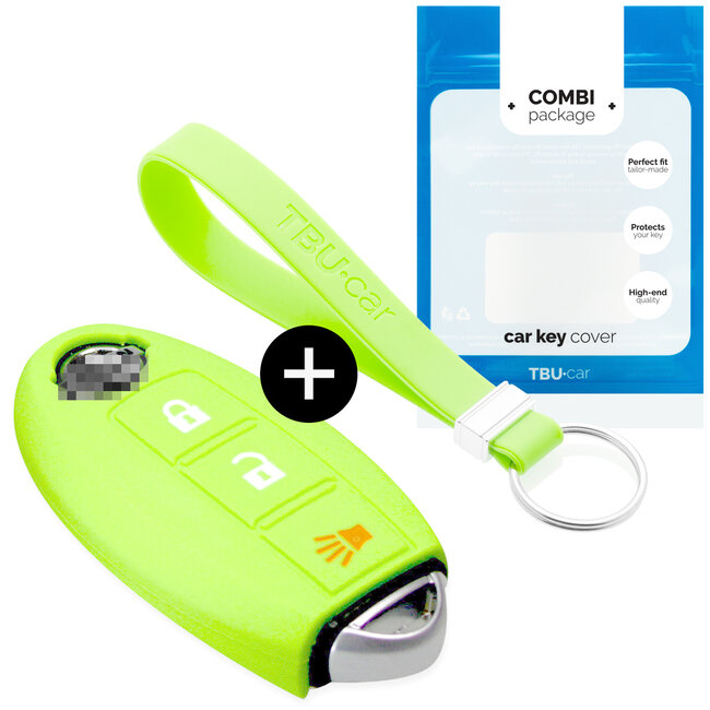 Car key cover compatible with Nissan - Silicone Protective Remote Key Shell - FOB Case Cover - Glow in the Dark