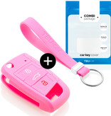 TBU car TBU car Car key cover compatible with VW - Silicone Protective Remote Key Shell - FOB Case Cover - Pink