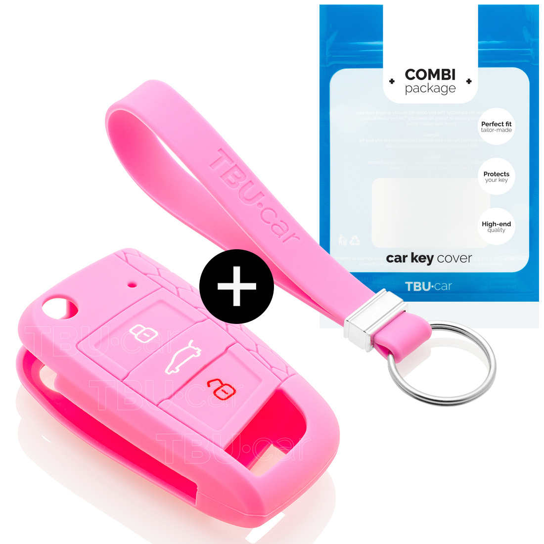 TBU car TBU car Car key cover compatible with VW - Silicone Protective Remote Key Shell - FOB Case Cover - Pink