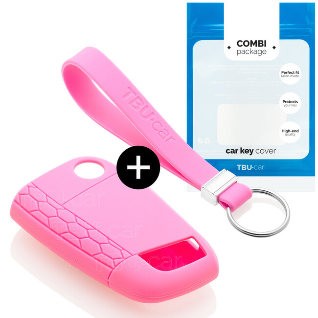 Funda Carcasa llave compatible con VW - Funda de Silicona - Cover de Llave Coche - Rosa