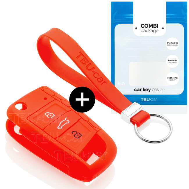 Car key cover compatible with VW - Silicone Protective Remote Key Shell - FOB Case Cover - Red