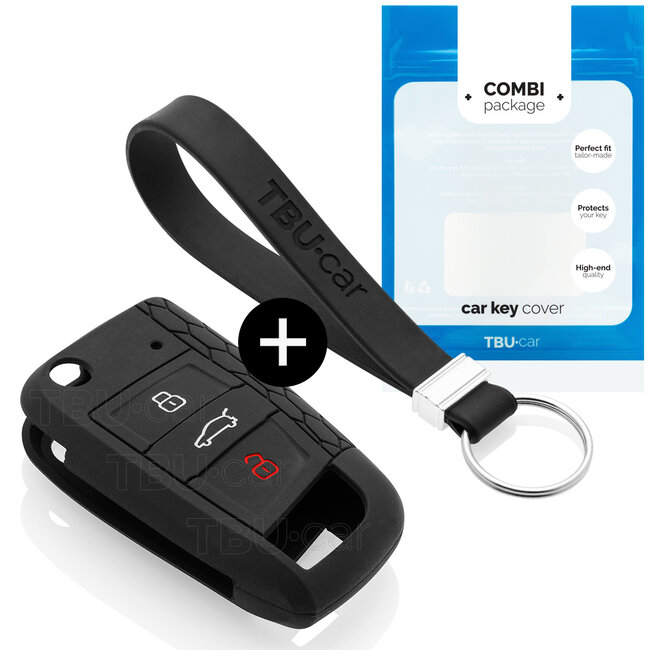 Car key cover compatible with VW - Silicone Protective Remote Key Shell - FOB Case Cover - Black