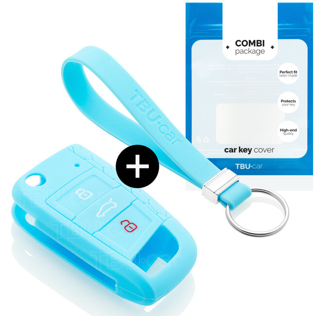 Funda Carcasa llave compatible con VW - Funda de Silicona - Cover de Llave Coche - Azul claro