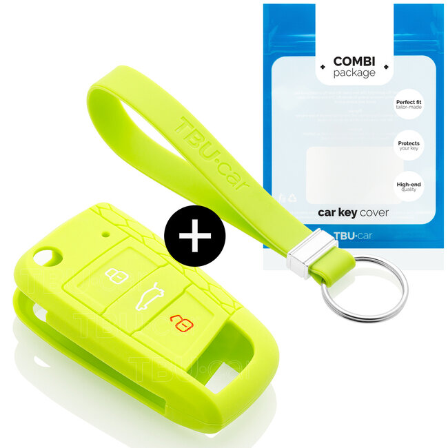 Capa para chave do carro compatível com VW - Capa Protetora de Chave Remota de Silicone - Tampa Remota FOB - Verde lima