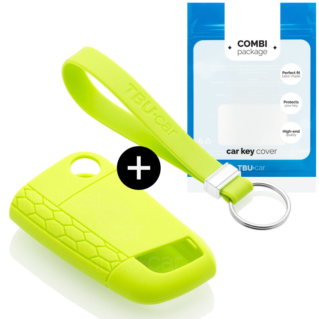 TBU car TBU car Car key cover compatible with VW - Silicone Protective Remote Key Shell - FOB Case Cover - Lime green