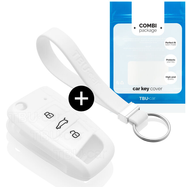 Funda Carcasa llave compatible con VW - Funda de Silicona - Cover de Llave Coche - Blanco