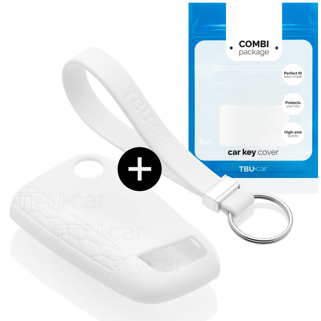 Housse de Protection clé compatible avec Volkswagen - Coque Cover Housse étui en Silicone - Blanc