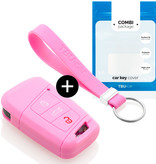 TBU car TBU car Autoschlüssel Hülle kompatibel mit VW 3 Tasten (Keyless Entry) - Schutzhülle aus Silikon - Auto Schlüsselhülle Cover in Rosa